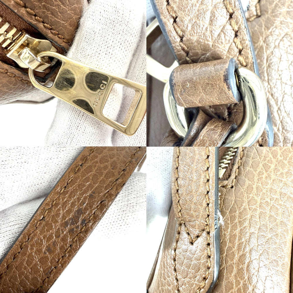 GUCCI グッチ ショルダーバッグ 449413 GGキャンバス レザー ベージュ ブラウン 茶 ゴールド金具 レディース【中古品】