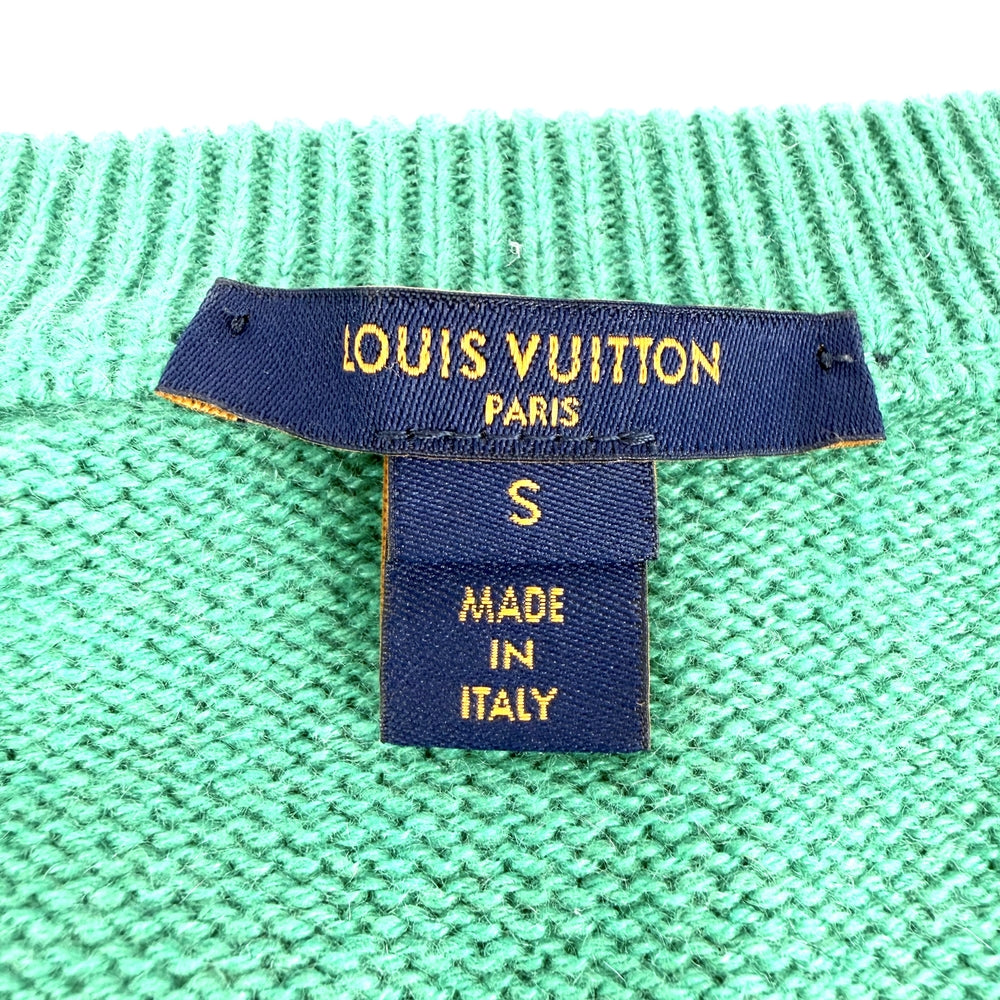 LOUIS VUITTON ルイヴィトン ニット ジッパー トップス 長袖 アパレル 服 S グリーン 緑 ホワイト金具 秋 冬 カシミヤ ウール メンズ【中古品】