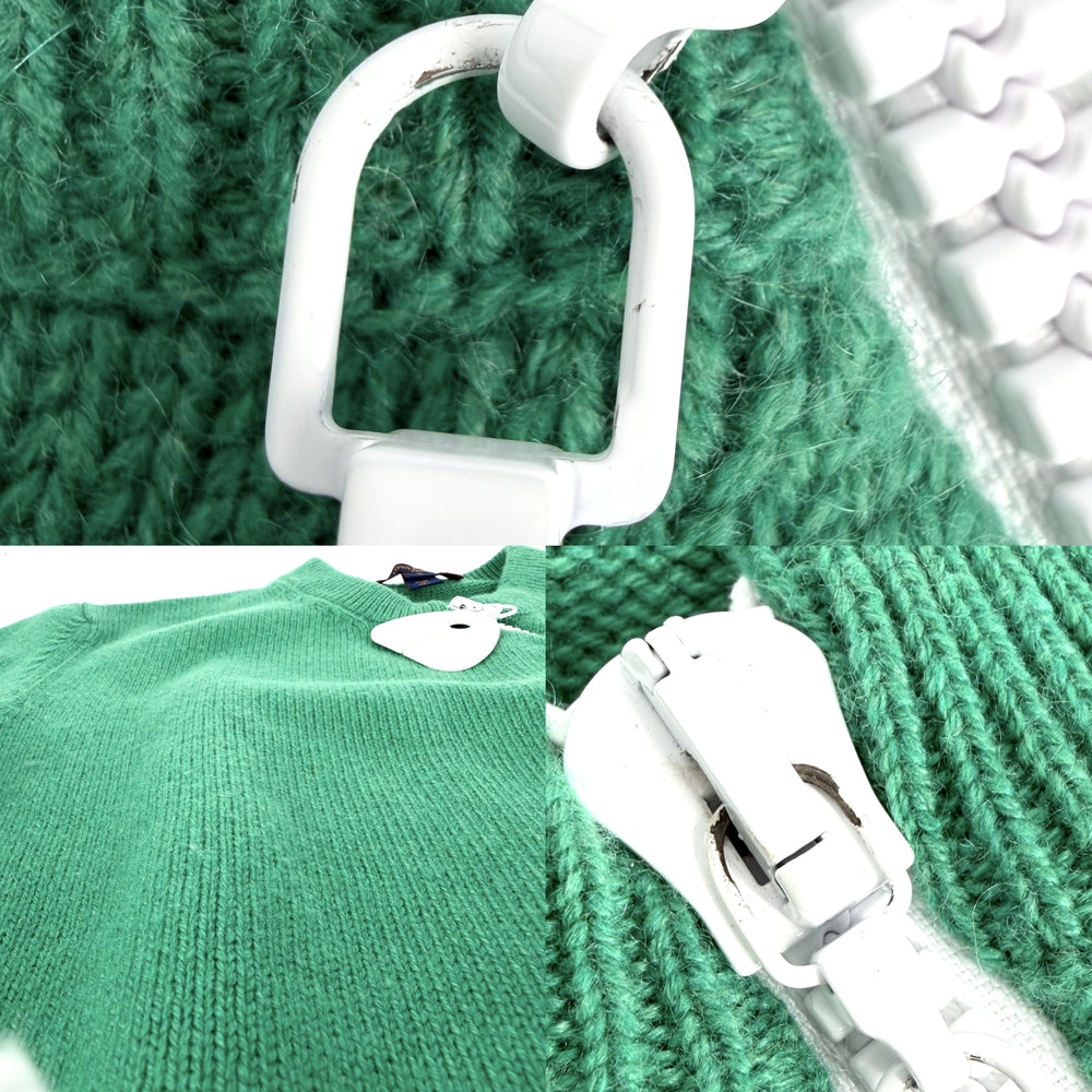 LOUIS VUITTON ルイヴィトン ニット ジッパー トップス 長袖 アパレル 服 S グリーン 緑 ホワイト金具 秋 冬 カシミヤ ウール メンズ【中古品】