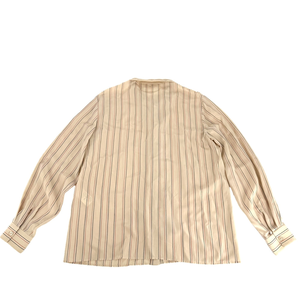 CELINE セリーヌ 長袖シャツ ストライプ ボウタイ リボン アパレル 服 38 ベージュ 春 秋 シルク レディース【中古品】