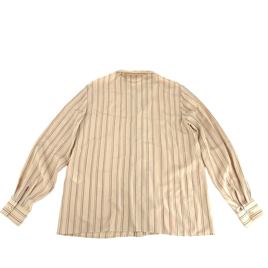 CELINE セリーヌ 長袖シャツ ストライプ ボウタイ リボン アパレル 服 38 ベージュ 春 秋 シルク レディース【中古品】