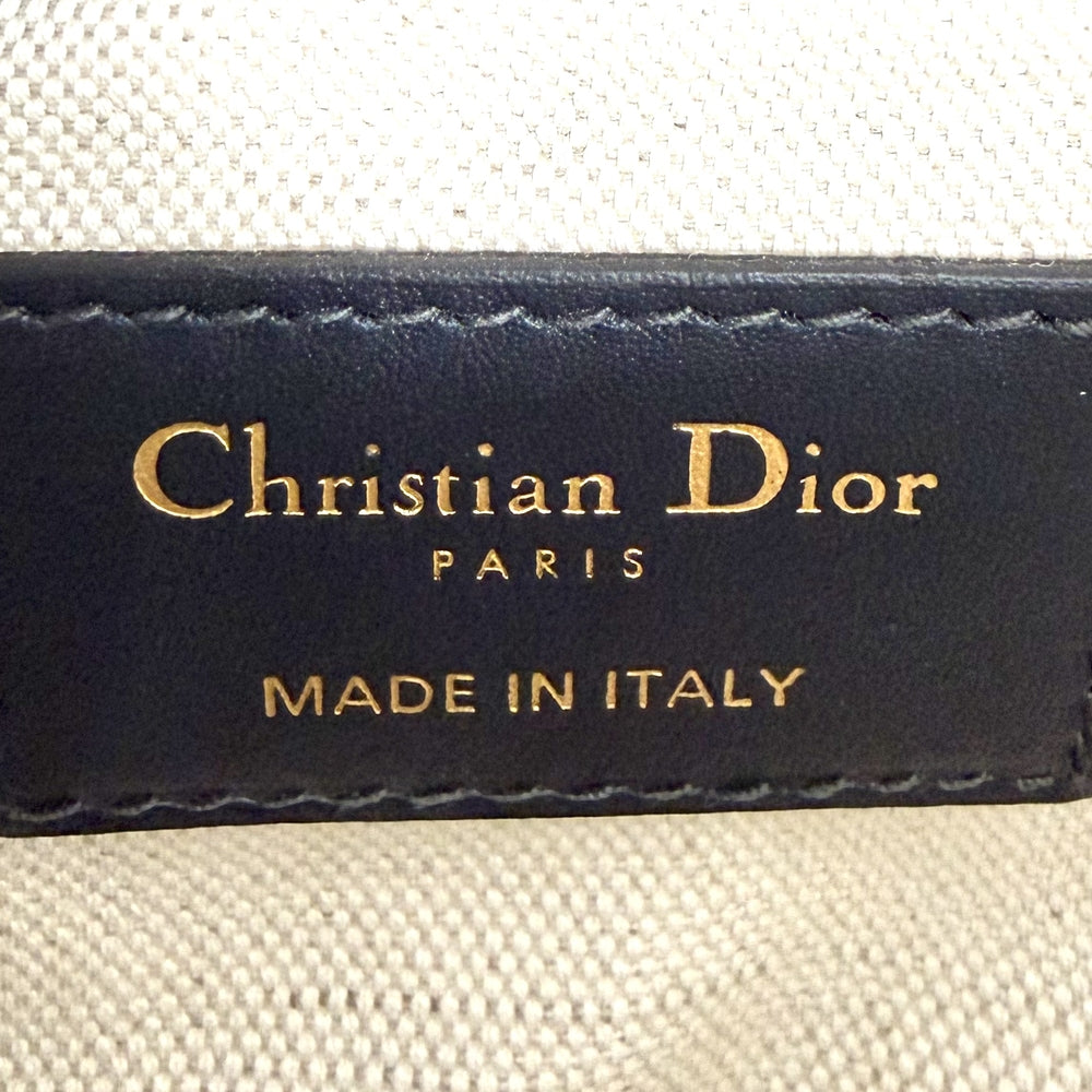 Dior ディオール 2WAY オブリーク サドルバッグ ショルダーバッグ ハンドバッグ キャンバス レザー ネイビー 紺 ベージュ ゴールド金具 レディース【中古品】