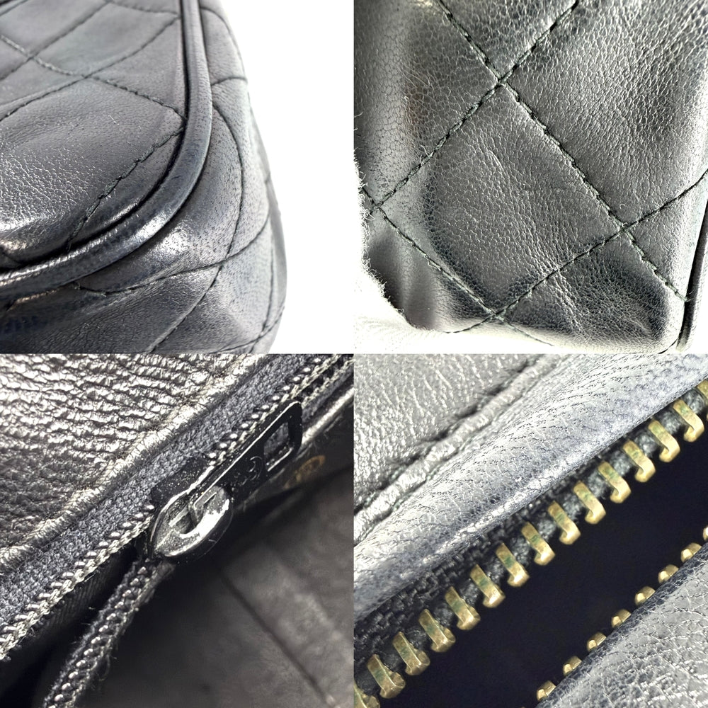 CHANEL シャネル ショルダーバッグ フリンジ マトラッセ チェーンショルダー ココマーク ラムスキン ブラック 黒 ゴールド金具 レディース【中古品】