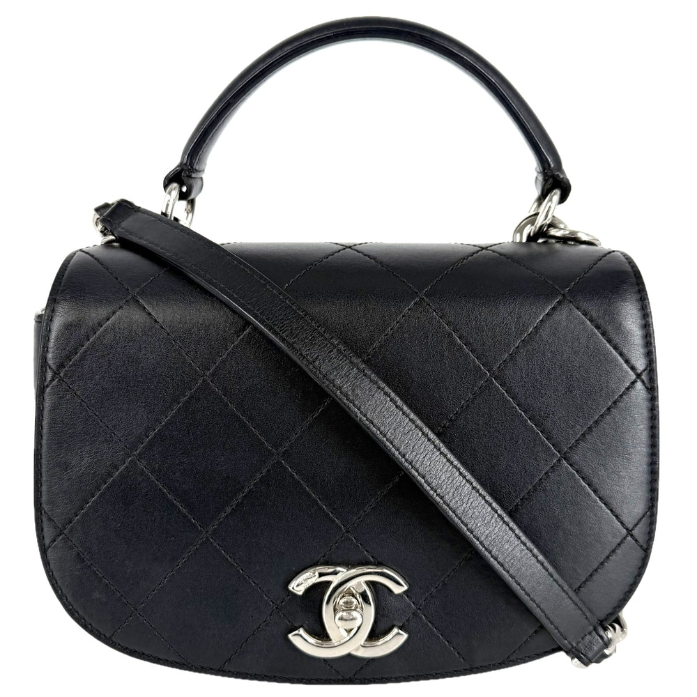 CHANEL シャネル 2WAY マトラッセ ココマーク チェーンショルダーバッグ ハンドバッグ レザー ブラック 黒 シルバー金具 レディース【中古品】