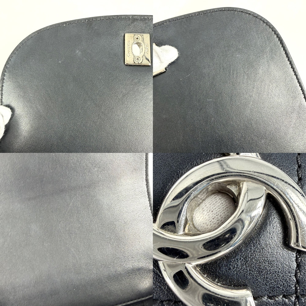 CHANEL シャネル 2WAY マトラッセ ココマーク チェーンショルダーバッグ ハンドバッグ レザー ブラック 黒 シルバー金具 レディース【中古品】