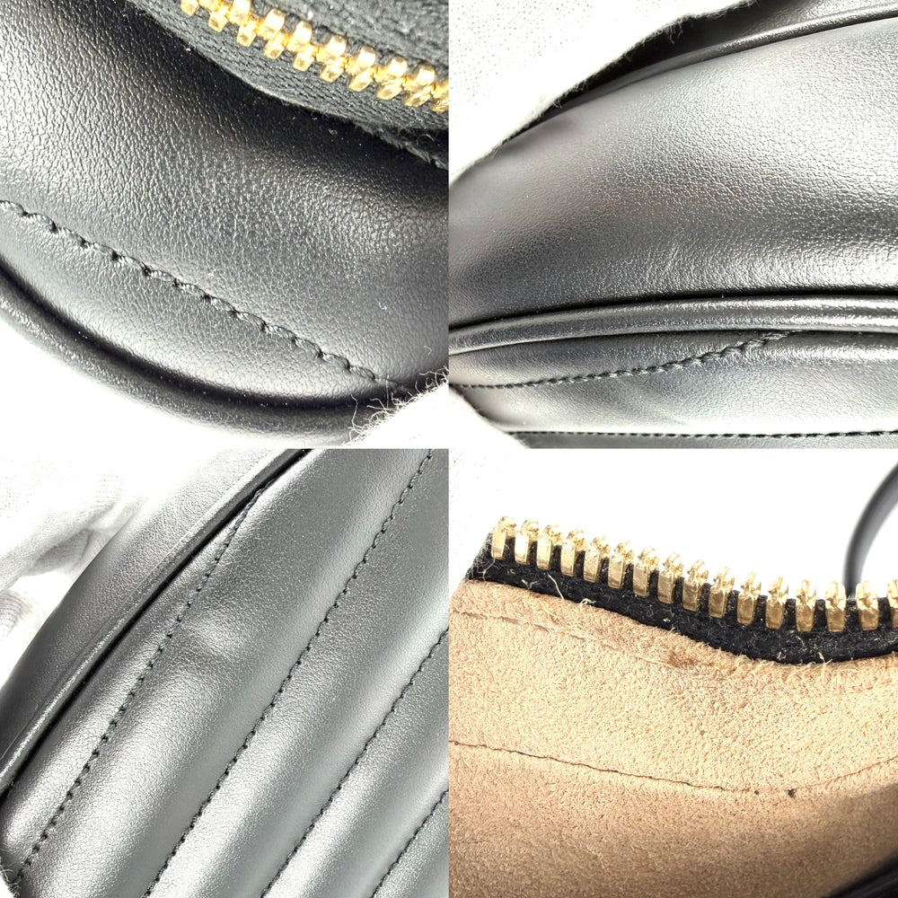 GUCCI グッチ ショルダーバッグ インターロッキングG ハート キルティング 751628 レザー ブラック 黒 ゴールド金具 レディース【中古品】