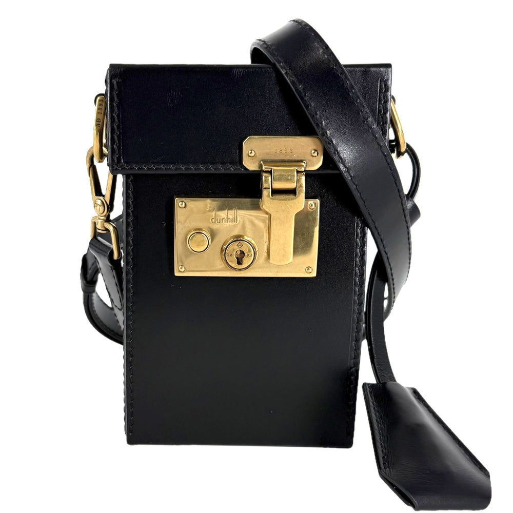 Dunhill ダンヒル ショルダーバッグ ロックバッグ レザー ブラック 黒 ゴールド金具 メンズ【中古品】