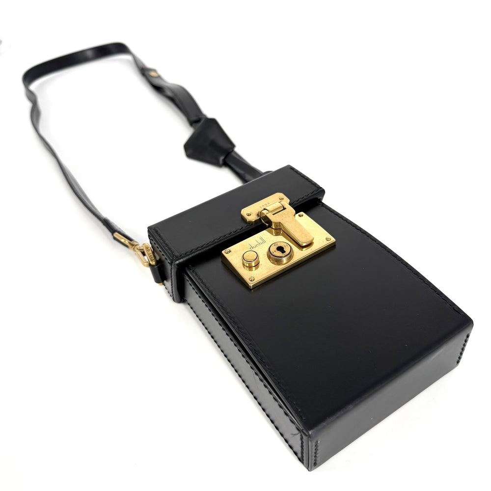 Dunhill ダンヒル ショルダーバッグ ロックバッグ レザー ブラック 黒 ゴールド金具 メンズ【中古品】