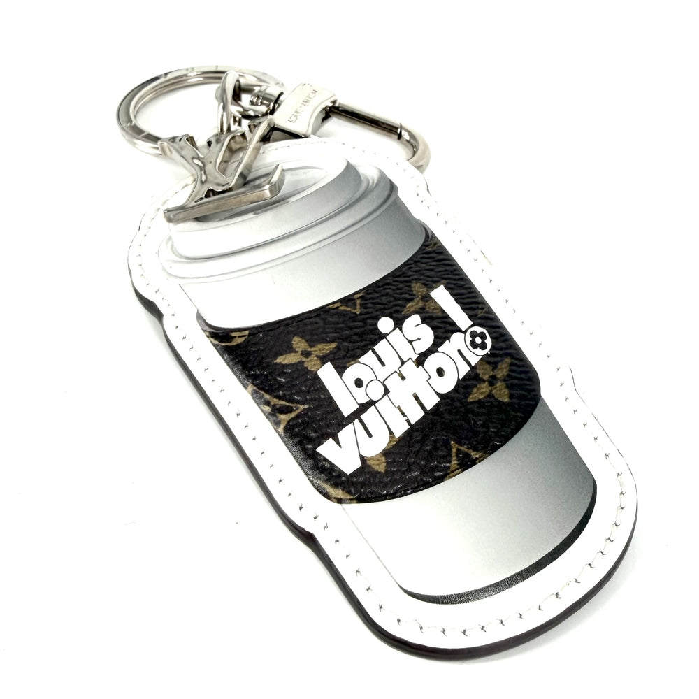 LOUIS VUITTON ルイヴィトン キーリング ポルトクレ モノグラム コーヒーカップ キーホルダー アクセサリー チャーム MP3108 ホワイト 白 ブラウン 茶 シルバー金具 メンズ【中古品】
