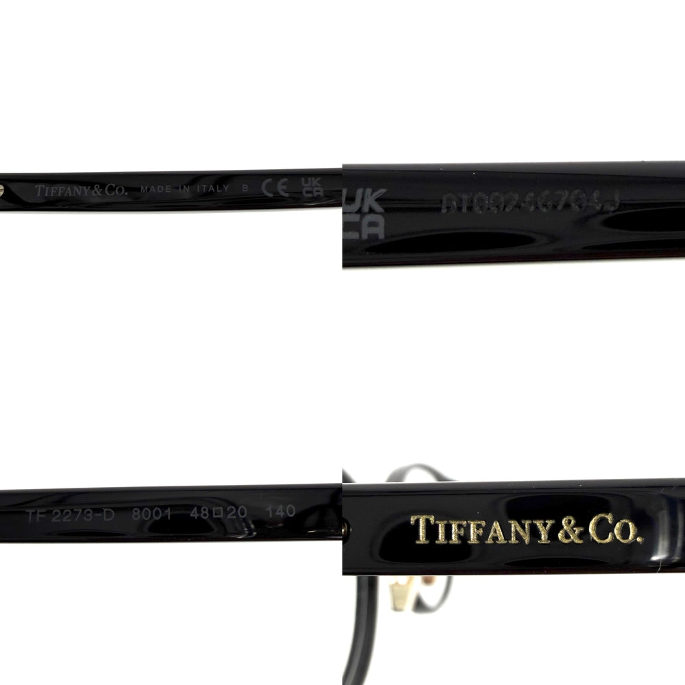 TIFFANY&Co. ティファニー サングラス ハードウェア ゲージリンク ボストン 眼鏡 アイウェア TF2273-D アセテート ブラック 黒 ゴールド金具 レディース【中古品】