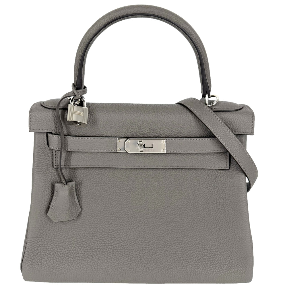 HERMES エルメス 2WAY ケリー28 内縫い ショルダーバッグ ハンドバッグ グレー Z刻印 トゴ エタン シルバー金具 レディース 2021年【中古品】