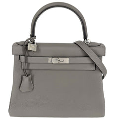 HERMES エルメス 2WAY ケリー28 内縫い ショルダーバッグ ハンドバッグ グレー Z刻印 トゴ エタン シルバー金具 レディース 2021年【中古品】