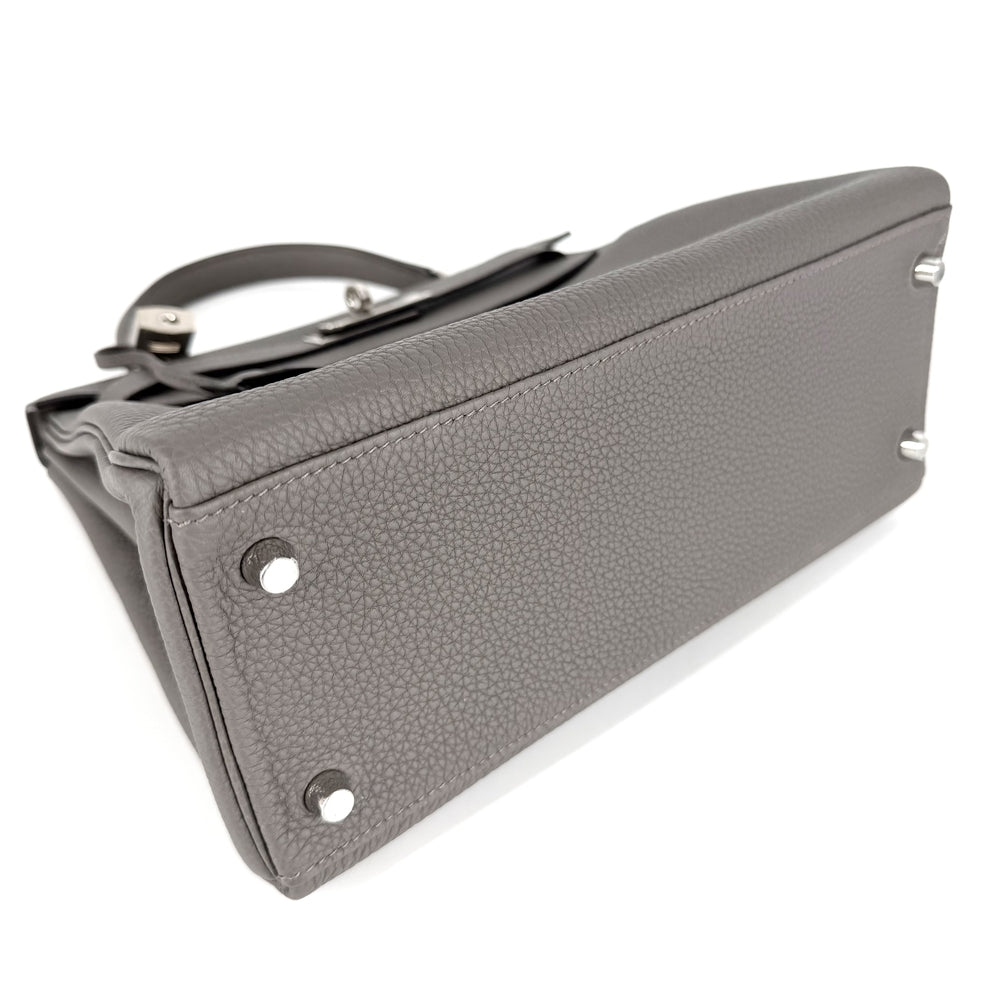 HERMES エルメス 2WAY ケリー28 内縫い ショルダーバッグ ハンドバッグ グレー Z刻印 トゴ エタン シルバー金具 レディース 2021年【中古品】