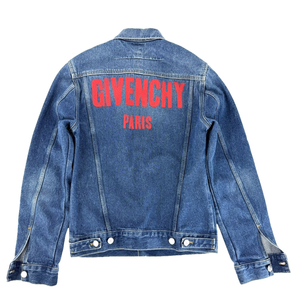 Givenchy ジバンシー デニムジャケット バックロゴ トラッカージャケット アウター 服 アパレル XS ブルー 青 コットン メンズ【中古品】
