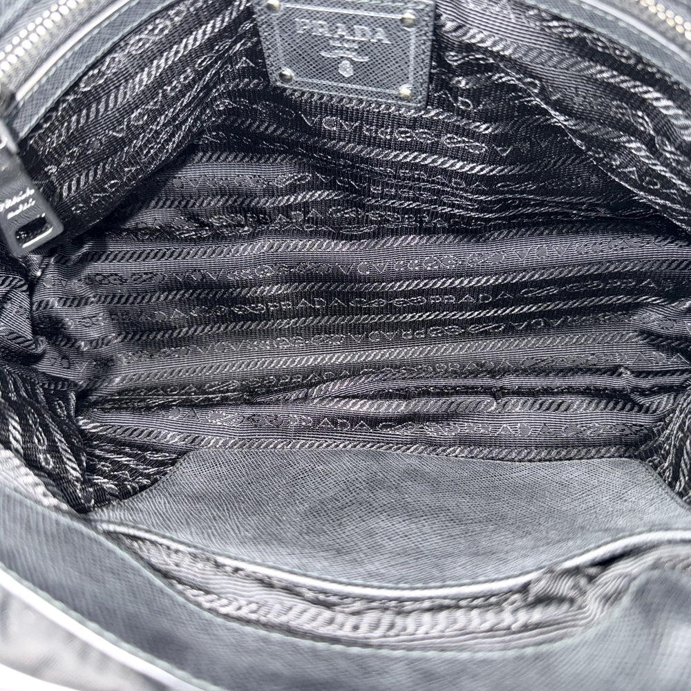 PRADA プラダ ショルダーバッグ ギャザー チェーン テスート BR4608 ナイロン ブラック 黒 シルバー金具 レディース【中古品】