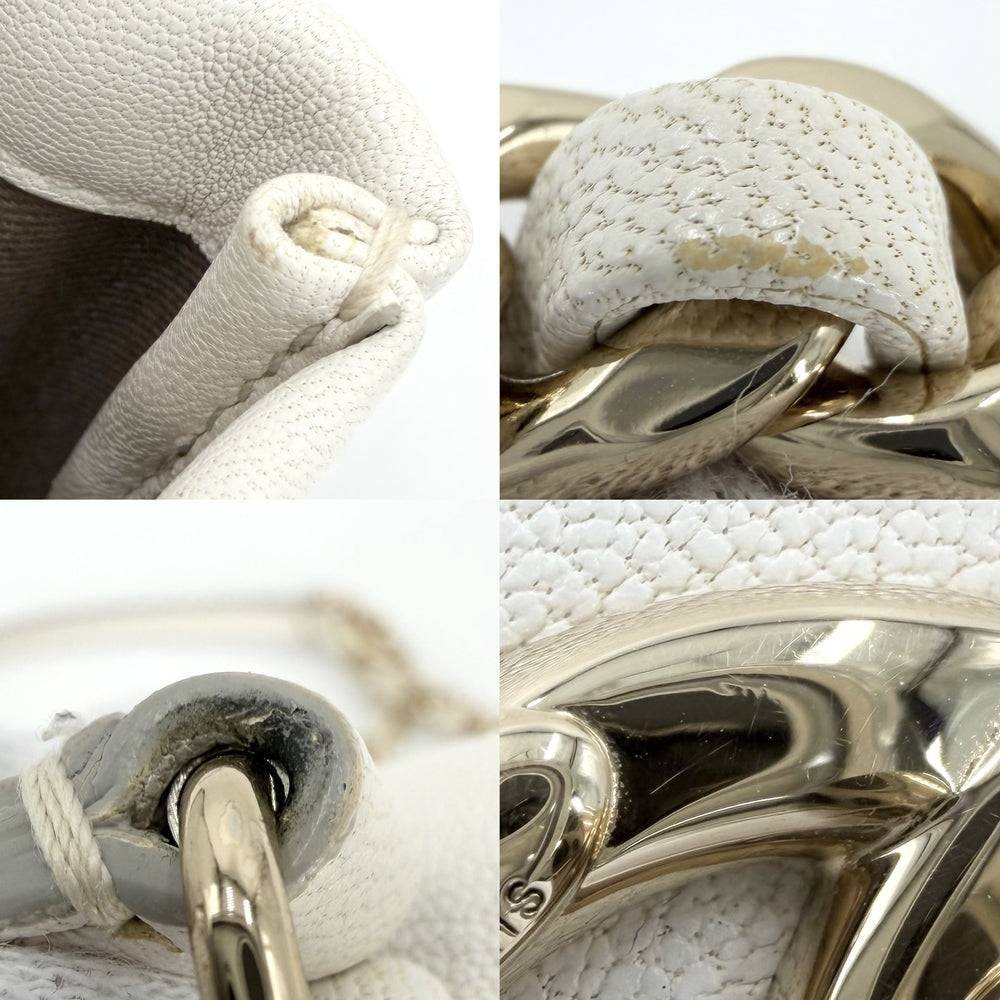 CHANEL シャネル ショルダーバッグ ビコローレ 小さめ チェーンショルダー レザー ホワイト 白 ゴールド金具 レディース【中古品】