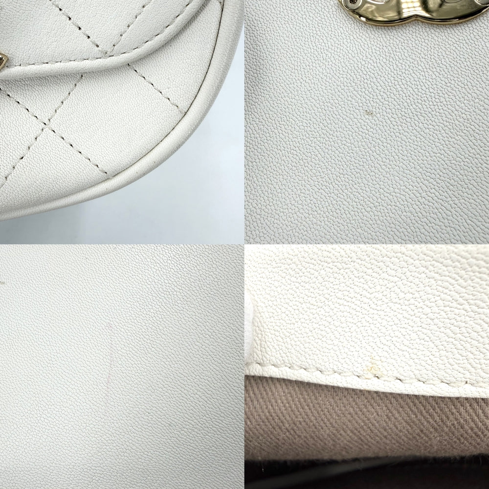 CHANEL シャネル ショルダーバッグ ビコローレ 小さめ チェーンショルダー レザー ホワイト 白 ゴールド金具 レディース【中古品】