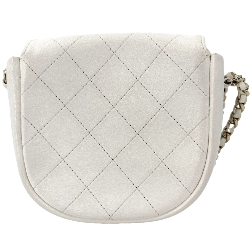 CHANEL シャネル ショルダーバッグ ビコローレ 小さめ チェーンショルダー レザー ホワイト 白 ゴールド金具 レディース【中古品】