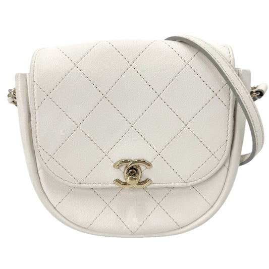 CHANEL シャネル ショルダーバッグ ビコローレ 小さめ チェーンショルダー レザー ホワイト 白 ゴールド金具 レディース【中古品】