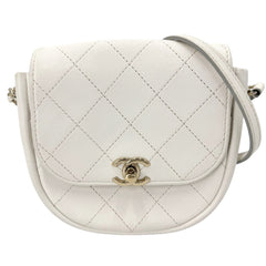 CHANEL シャネル ショルダーバッグ ビコローレ 小さめ チェーンショルダー レザー ホワイト 白 ゴールド金具 レディース【中古品】