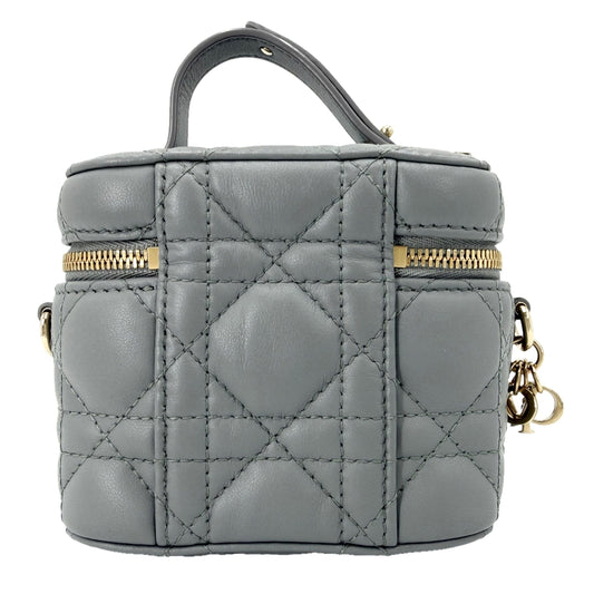 Christian Dior クリスチャンディオール 2WAY カナージュ レディディオール マイクロ バニティバッグ ショルダーバッグ レザー ブルー系 ゴールド金具 レディース【中古品】