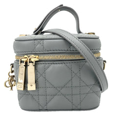 Christian Dior クリスチャンディオール 2WAY カナージュ レディディオール マイクロ バニティバッグ ショルダーバッグ レザー ブルー系 ゴールド金具 レディース【中古品】