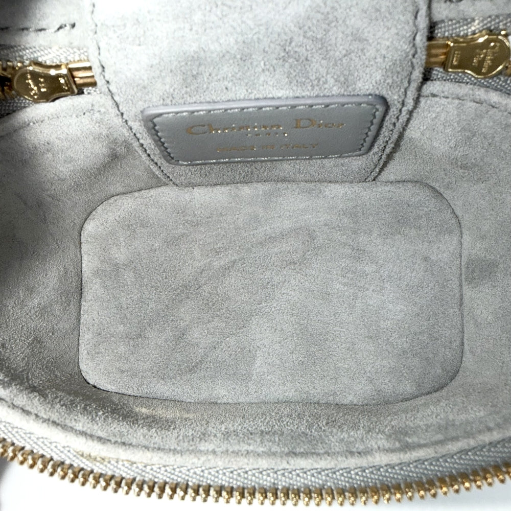 Christian Dior クリスチャンディオール 2WAY カナージュ レディディオール マイクロ バニティバッグ ショルダーバッグ レザー ブルー系 ゴールド金具 レディース【中古品】
