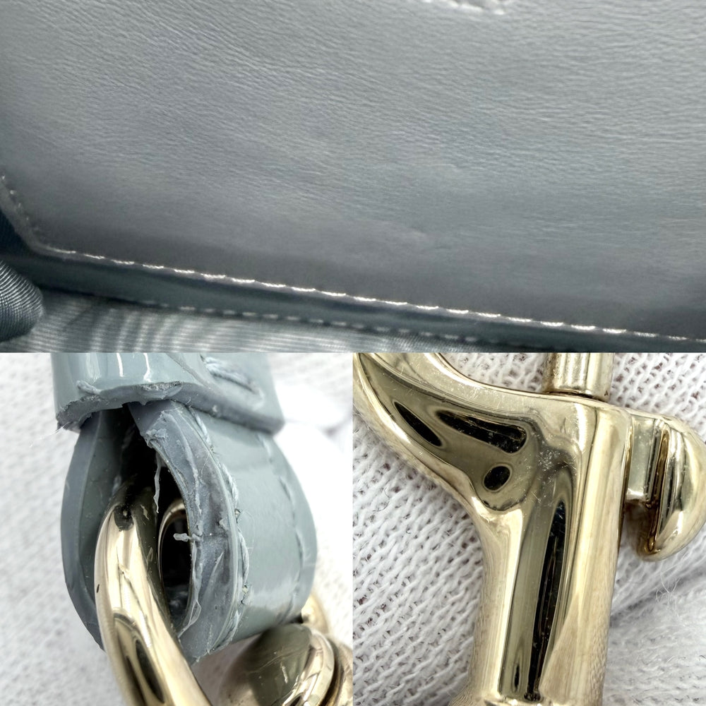 Christian Dior クリスチャンディオール ショルダーバッグ カナージュ レディディオール フォンホルダー Lady Dior Call'in Dior パテントレザー ブルー 青 ゴールド金具 レディース【中古品】