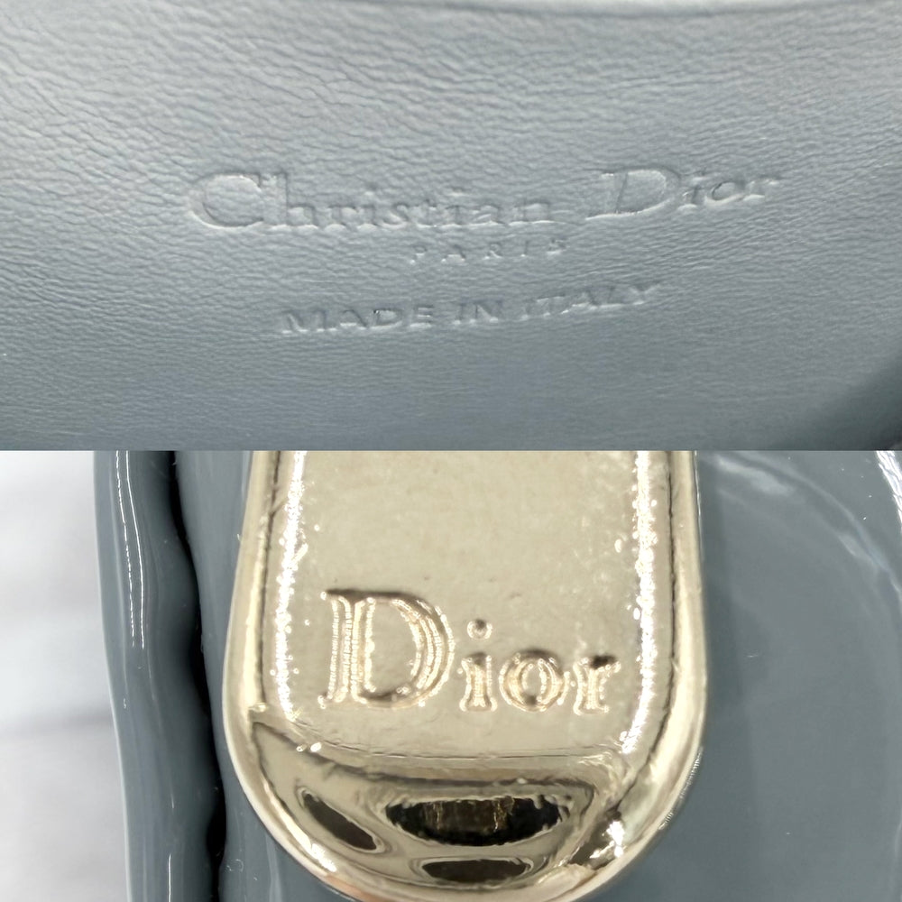 Christian Dior クリスチャンディオール ショルダーバッグ カナージュ レディディオール フォンホルダー Lady Dior Call'in Dior パテントレザー ブルー 青 ゴールド金具 レディース【中古品】