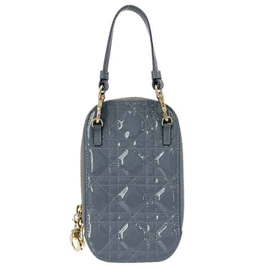 Christian Dior クリスチャンディオール ショルダーバッグ カナージュ レディディオール フォンホルダー Lady Dior Call'in Dior パテントレザー ブルー 青 ゴールド金具 レディース【中古品】