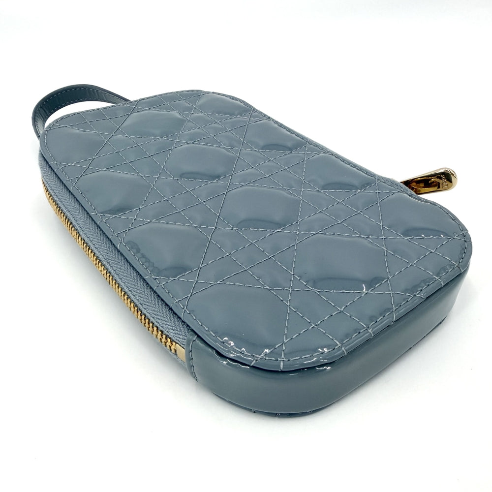 Christian Dior クリスチャンディオール ショルダーバッグ カナージュ レディディオール フォンホルダー Lady Dior Call'in Dior パテントレザー ブルー 青 ゴールド金具 レディース【中古品】