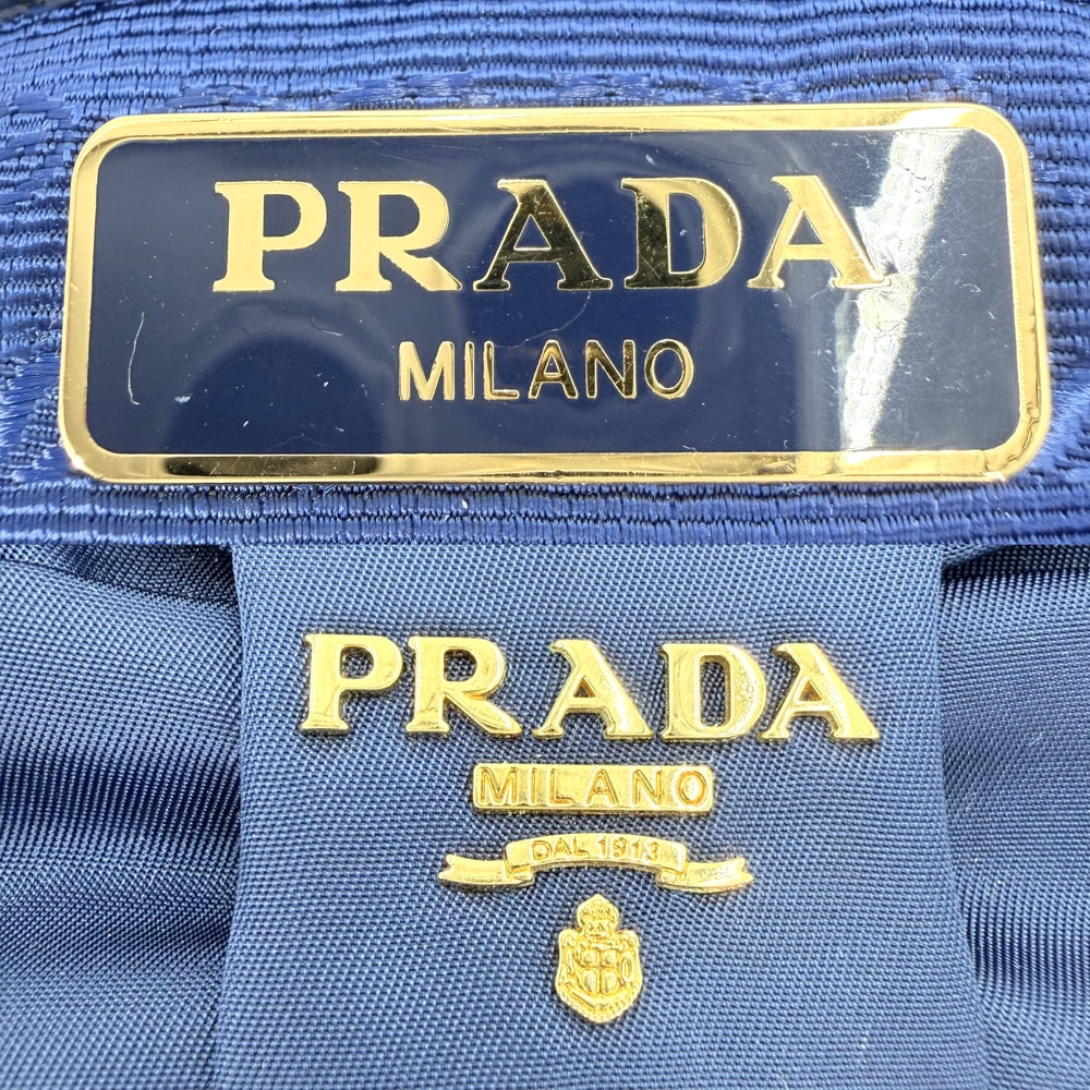 PRADA プラダ ショルダーバッグ 1N1727 ポーチ 2WAY 1N1727 ナイロン ブルー 青 ゴールド金具 レディース【中古品】