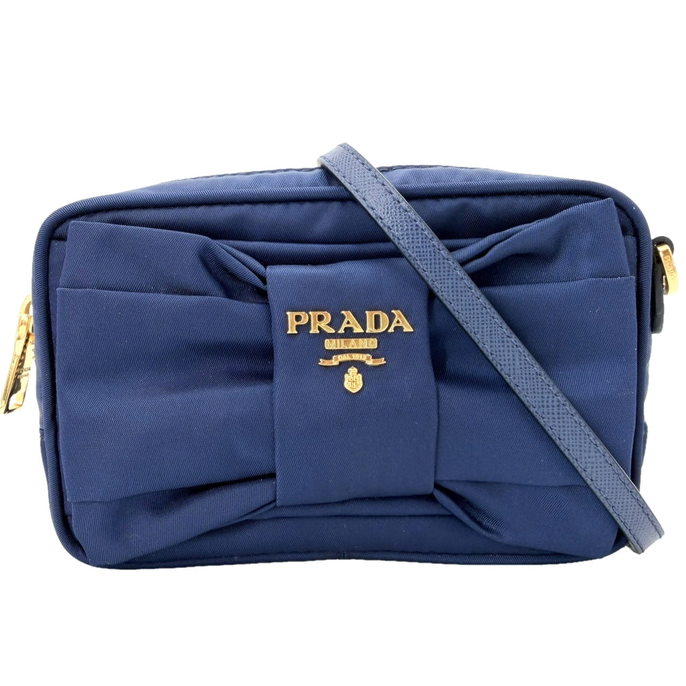 PRADA プラダ ショルダーバッグ 1N1727 ポーチ 2WAY 1N1727 ナイロン ブルー 青 ゴールド金具 レディース【中古品】