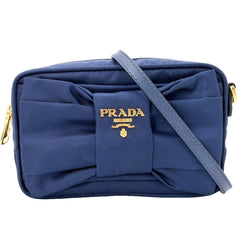PRADA プラダ ショルダーバッグ 1N1727 ポーチ 2WAY 1N1727 ナイロン ブルー 青 ゴールド金具 レディース【中古品】
