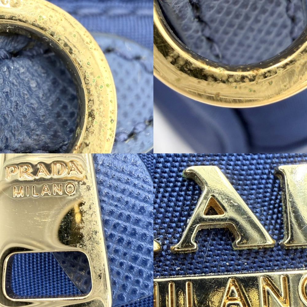 PRADA プラダ ショルダーバッグ 1N1727 ポーチ 2WAY 1N1727 ナイロン ブルー 青 ゴールド金具 レディース【中古品】