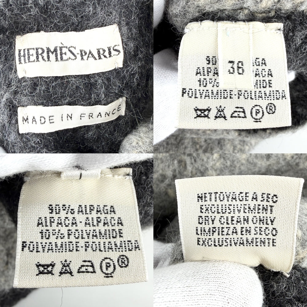 HERMES エルメス アウター ノースリーブ リバーシブル アパレル ベスト マルジェラ期 服 36 グレー ブラック 黒 春 秋 アルパカ ポリアミド レディース【中古品】