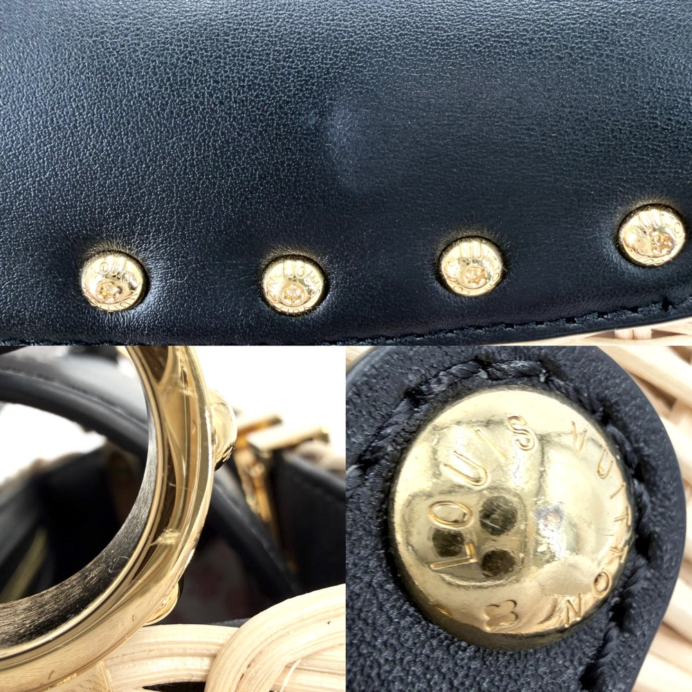 LOUIS VUITTON ルイヴィトン 2WAY カプシーヌMINI ハンドバッグ ショルダーバッグ M26003 春 夏 ラタン レザー ベージュ ブラック 黒 ゴールド金具 レディース【中古品】