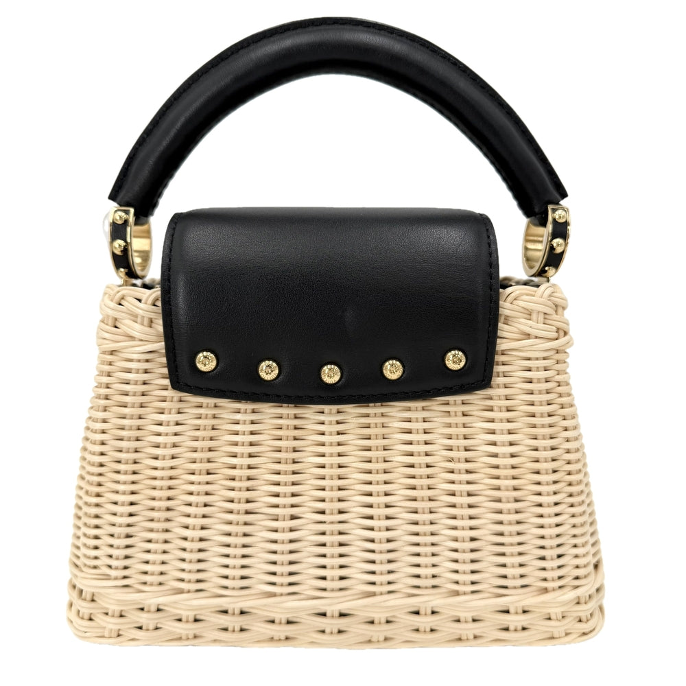 LOUIS VUITTON ルイヴィトン 2WAY カプシーヌMINI ハンドバッグ ショルダーバッグ M26003 春 夏 ラタン レザー ベージュ ブラック 黒 ゴールド金具 レディース【中古品】