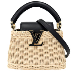 LOUIS VUITTON ルイヴィトン 2WAY カプシーヌMINI ハンドバッグ ショルダーバッグ M26003 春 夏 ラタン レザー ベージュ ブラック 黒 ゴールド金具 レディース【中古品】