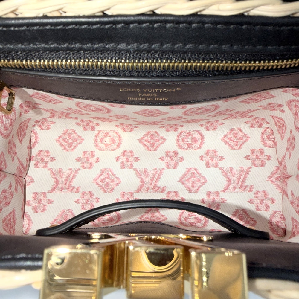 LOUIS VUITTON ルイヴィトン 2WAY カプシーヌMINI ハンドバッグ ショルダーバッグ M26003 春 夏 ラタン レザー ベージュ ブラック 黒 ゴールド金具 レディース【中古品】