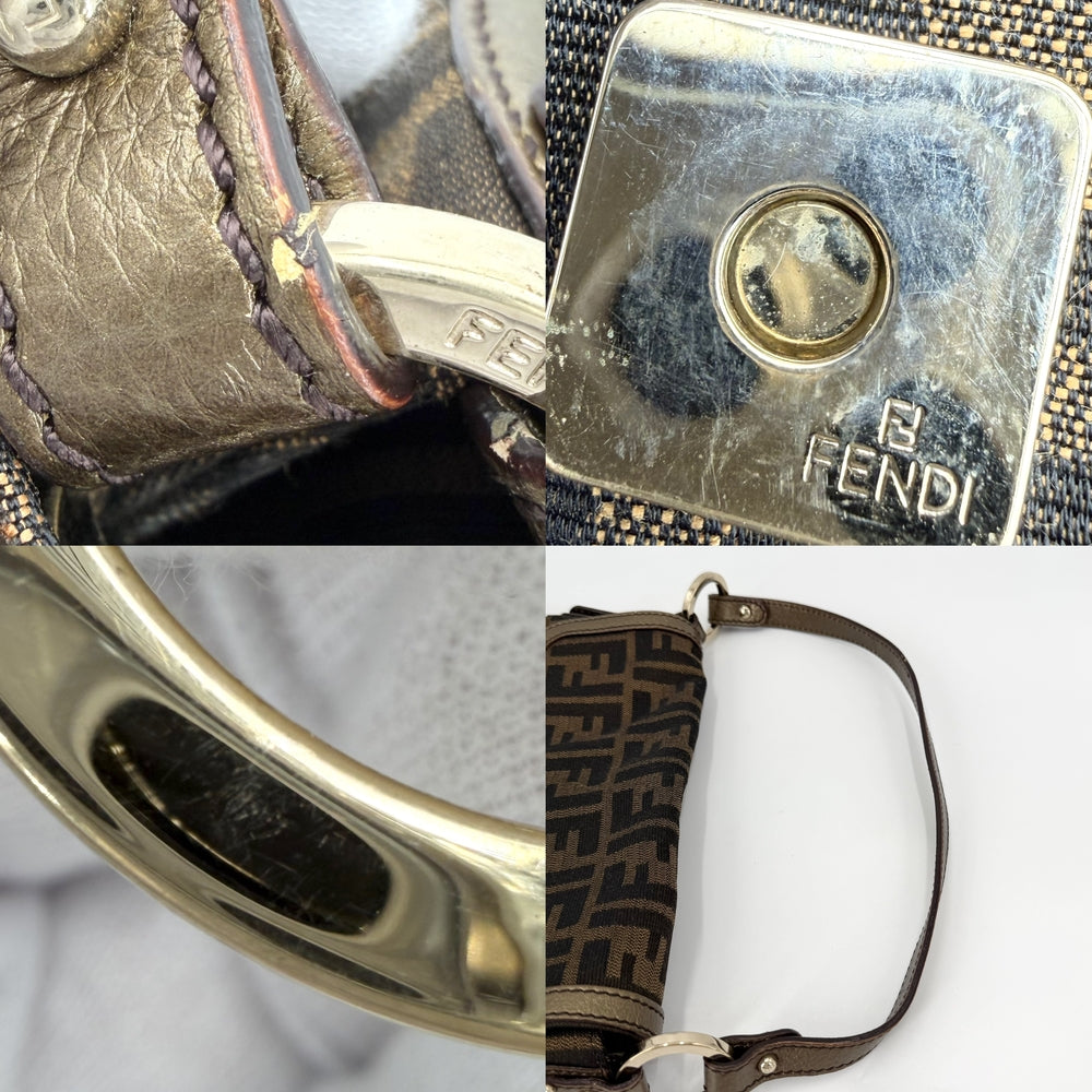 FENDI フェンディ ハンドバッグ ズッカ 8BR445 キャンバス レザー ブラウン 茶 ゴールド ゴールド金具 レディース【中古品】