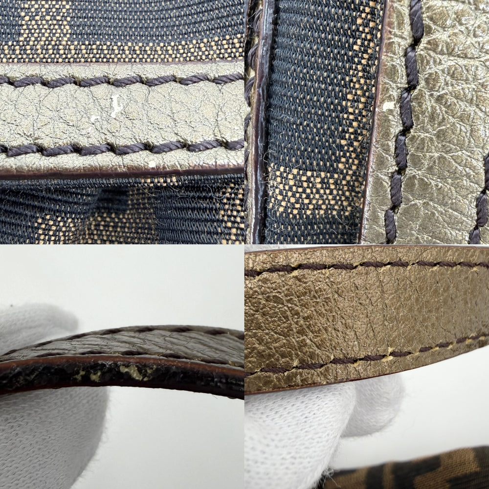 FENDI フェンディ ハンドバッグ ズッカ 8BR445 キャンバス レザー ブラウン 茶 ゴールド ゴールド金具 レディース【中古品】