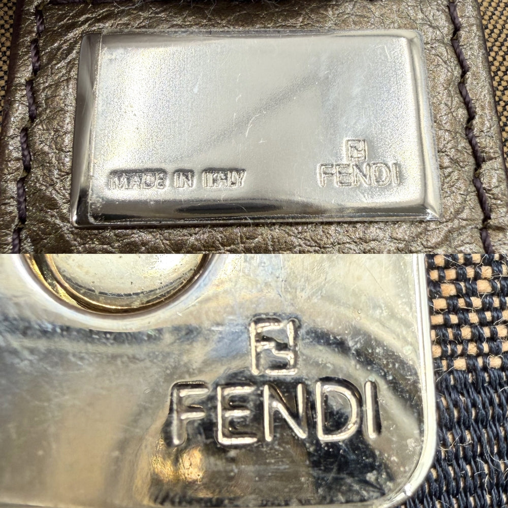 FENDI フェンディ ハンドバッグ ズッカ 8BR445 キャンバス レザー ブラウン 茶 ゴールド ゴールド金具 レディース【中古品】
