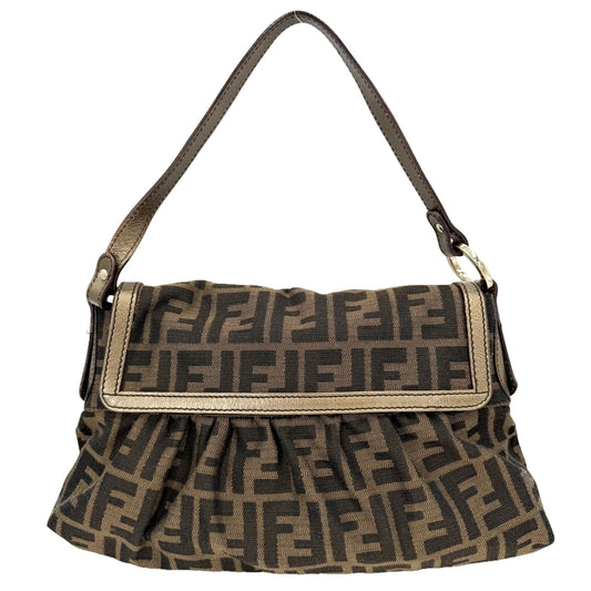 FENDI フェンディ ハンドバッグ ズッカ 8BR445 キャンバス レザー ブラウン 茶 ゴールド ゴールド金具 レディース【中古品】