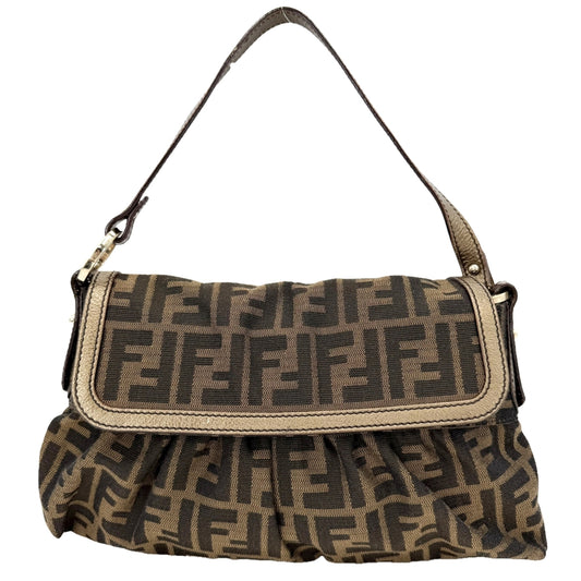 FENDI フェンディ ハンドバッグ ズッカ 8BR445 キャンバス レザー ブラウン 茶 ゴールド ゴールド金具 レディース【中古品】