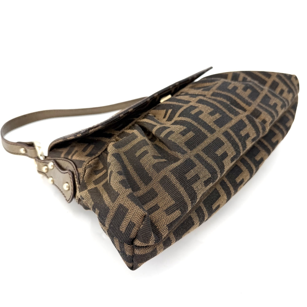 FENDI フェンディ ハンドバッグ ズッカ 8BR445 キャンバス レザー ブラウン 茶 ゴールド ゴールド金具 レディース【中古品】