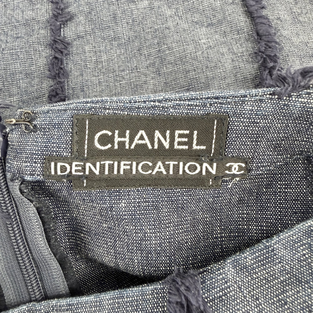CHANEL シャネル セットアップ ベスト スカート ヴィンテージ アパレル 服 ネイビー 紺 ガンメタル金具 秋 冬 コットン ポリエステル レディース【中古品】