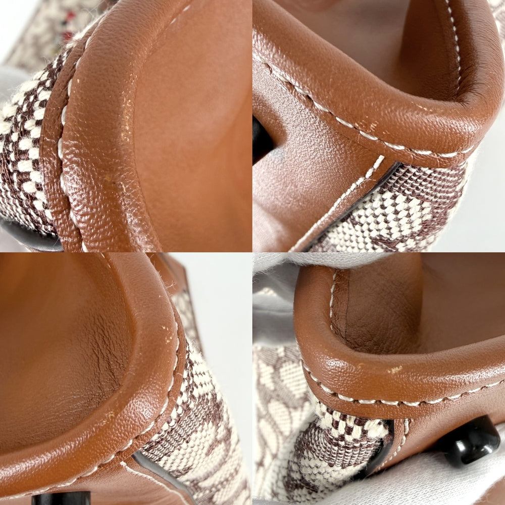 COACH コーチ 2WAY ディズニーコラボ フィールドトート40 トートバッグ ショルダーバッグ ハンドバッグ シグネチャー ウィズ ミッキーマウス C8492 キャンバス レザー ブラウン 茶 ガンメタル金具 レディース【中古品】