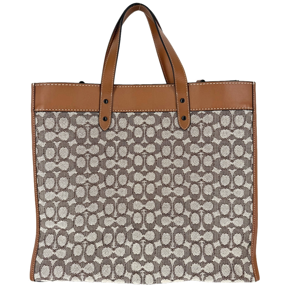 COACH コーチ 2WAY ディズニーコラボ フィールドトート40 トートバッグ ショルダーバッグ ハンドバッグ シグネチャー ウィズ ミッキーマウス C8492 キャンバス レザー ブラウン 茶 ガンメタル金具 レディース【中古品】