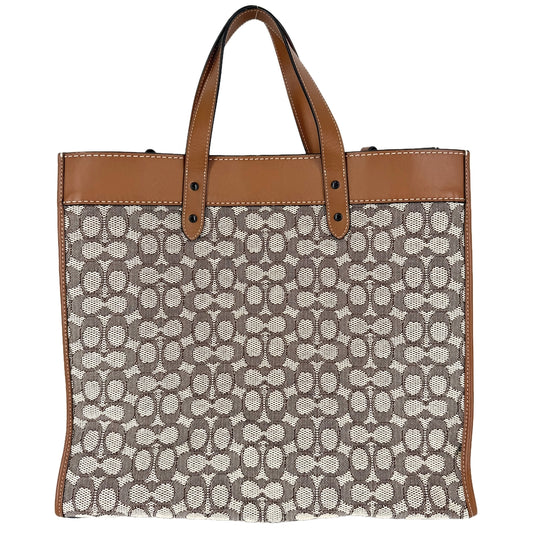 COACH コーチ 2WAY ディズニーコラボ フィールドトート40 トートバッグ ショルダーバッグ ハンドバッグ シグネチャー ウィズ ミッキーマウス C8492 キャンバス レザー ブラウン 茶 ガンメタル金具 レディース【中古品】